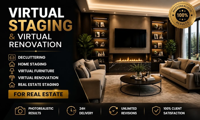 do virtual home staging, virtual renovation, and decluttering for real estate