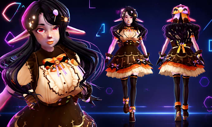 create custom 3d vtuber avatar anime style 3d model chibi avatar for streaming