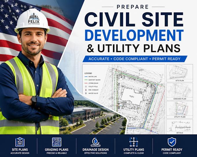 prepare civil site development and utility plans