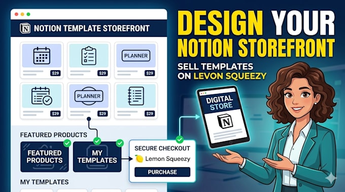 design digital product storefront to sell notion templates using lemon squeezy
