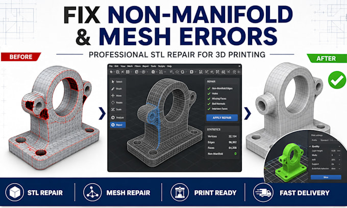 repair stl files fix non manifold mesh repair mesh errors