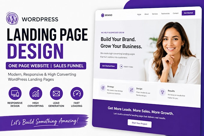 create wordpress landing page, wordpress one page website, sales funnel