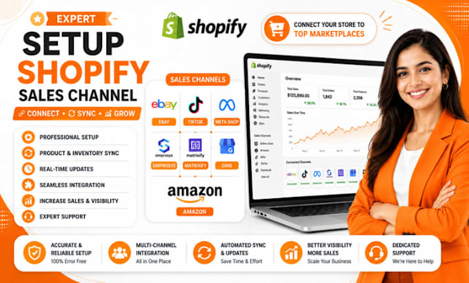 setup shopify sales channel ebay tiktok meta shop simprosys matrixify gmb amazon