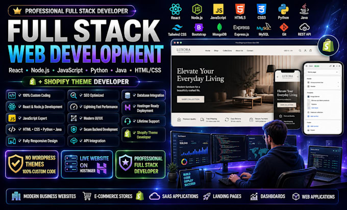 develop and deploy a full stack website in java python node js