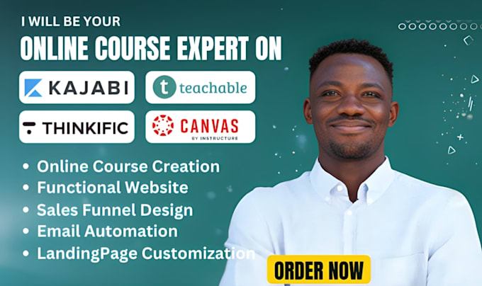 setup teachable, upload online course on kajabi, thinkific, kajabi website