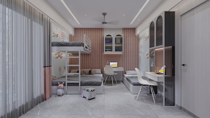 do a luxurious bedroom design 2d, 3d material selection