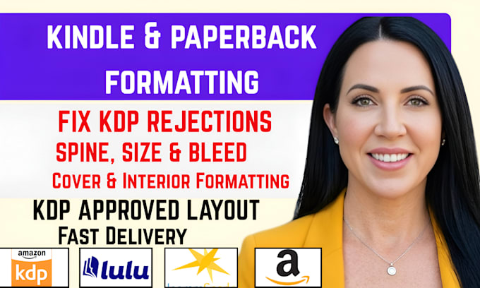 do book formatting for amazon KDP, paperback and kindle ebook formatting