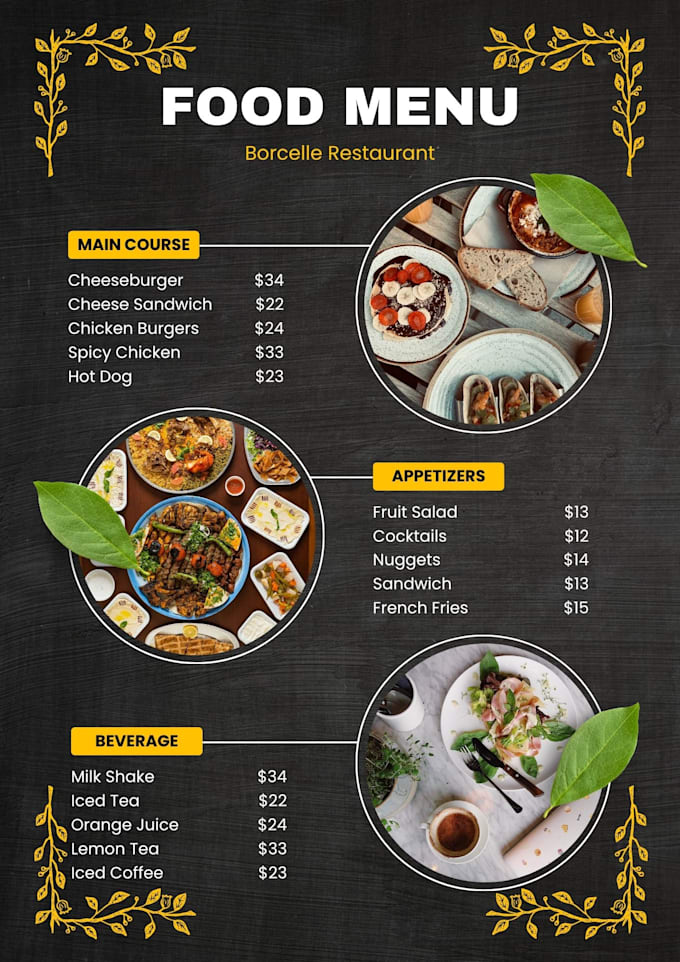 design professional restaurant menu food menu