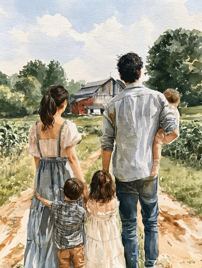 custom watercolor family portrait