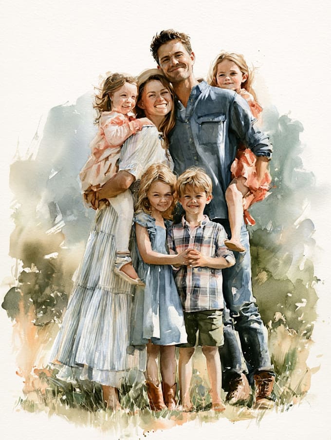 make watercolor family portrait