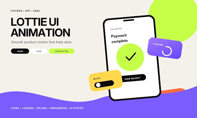 create lottie and svg UI animations for web and mobile apps