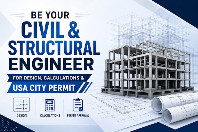 be your civil and structural engineer for design, calculations, USA city permit