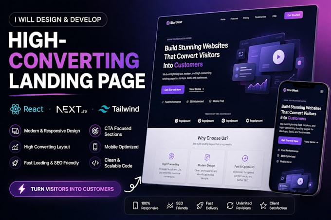 build a modern  landing page for your startup
