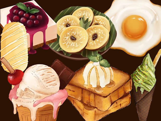custom digital food illustration for restaurant menu