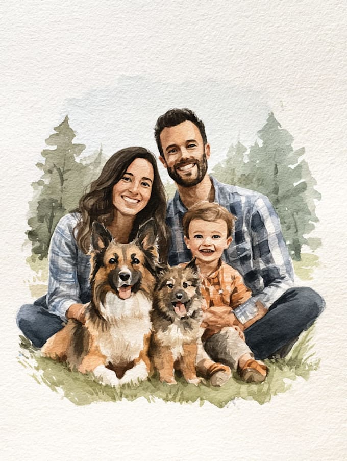 make a watercolor family portrait