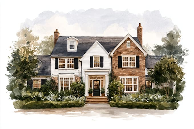 paint watercolor house portrait