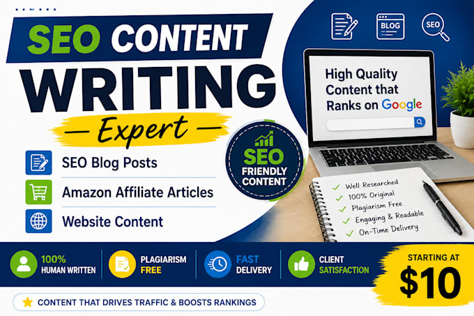 write SEO blog posts, amazon affiliate articles and website content