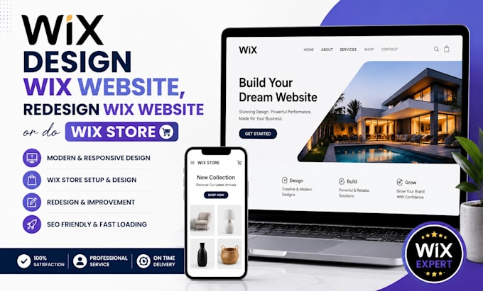 design wix website, redesign wix website or do wix store