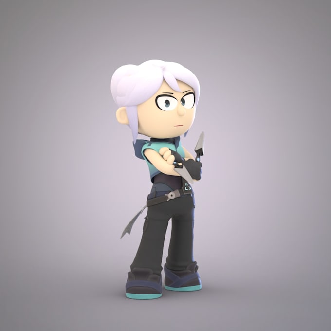 make a stylized 3d chibi character ready for animation