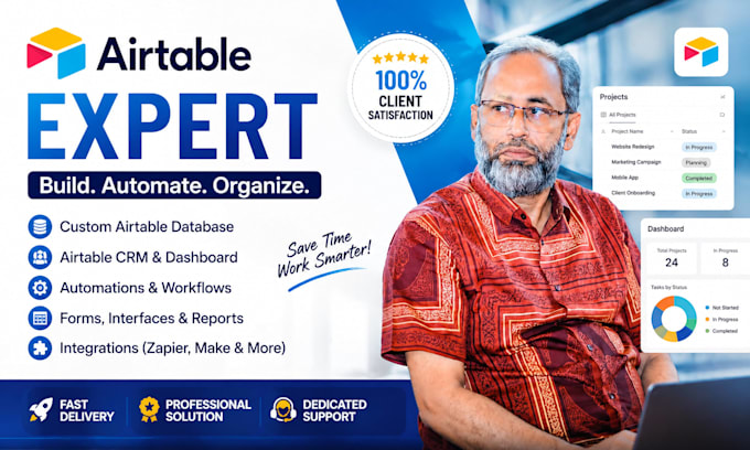 build a professional airtable database, CRM and automation