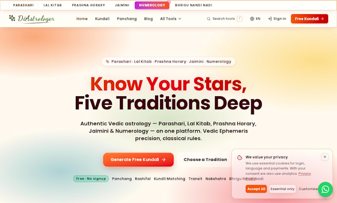build a custom vedic astrology software, kundali API