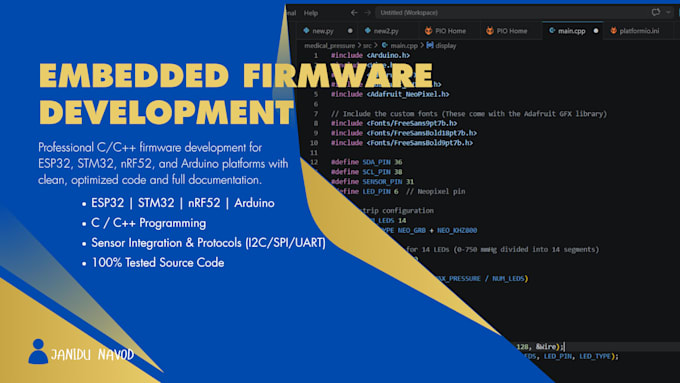 develop custom embedded systems firmware and iot solutions