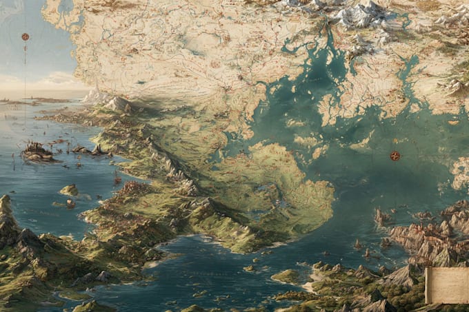 create a fantasy map illustration for map
