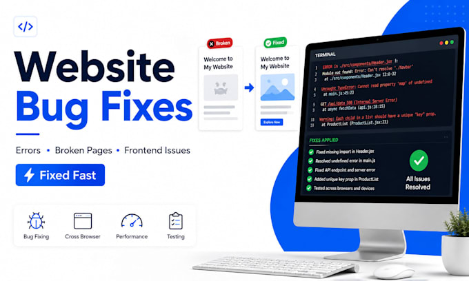 fix website bugs and errors within 24 hours