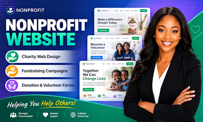 design nonprofit website, charity and donation website