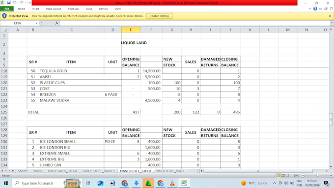 design an interactive excel dashboard for sales and inventory tracking