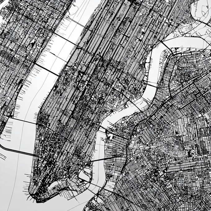 design a minimalist vector city map for print and art