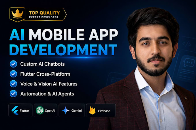 build custom ai mobile app, ai chatbot, and flutter ai app development