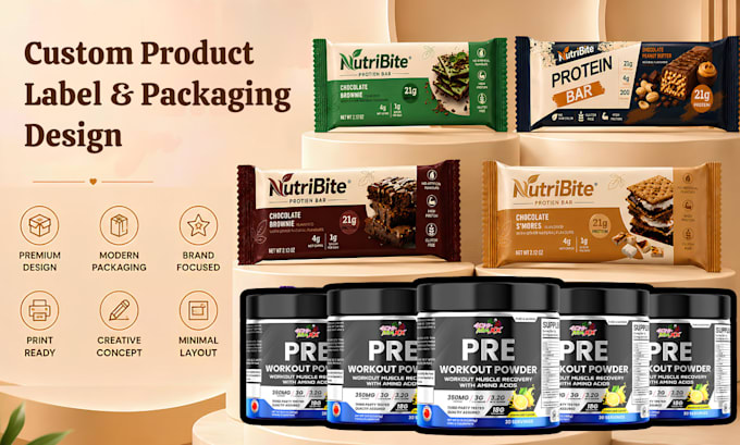 2d product packaging label design, print ready label box design skincare label