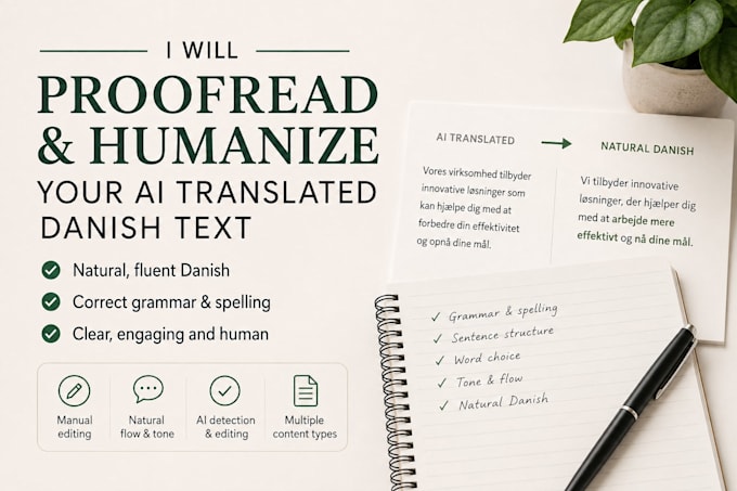 proofread and humanize your ai translated danish text