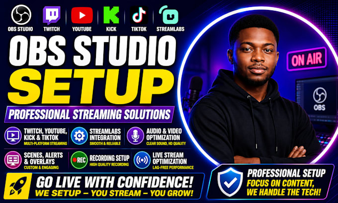 setup, configure obs studio for twitch, youtube, kick, tiktok live streaming