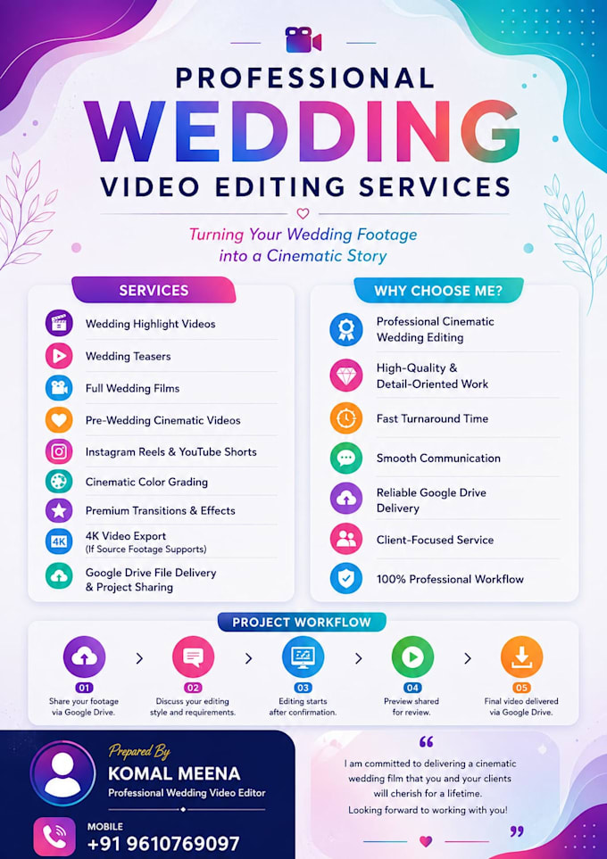 edit wedding highlights, teasers and full wedding films