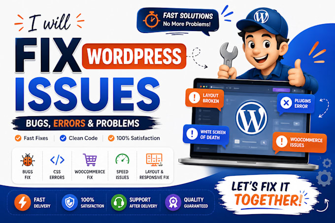 fix wordpress issues, bugs, CSS, elementor, woocommerce and PHP errors
