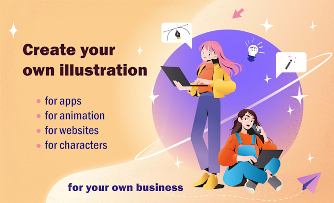 create flat vector illustrations for websites, apps