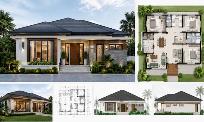 create modern bungalow plans and architectural designs