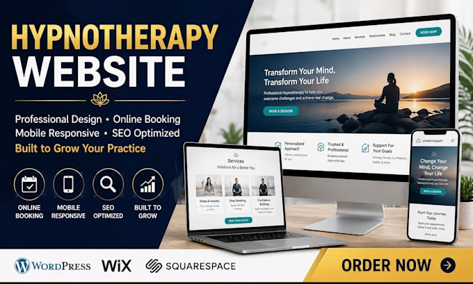design a professional hypnotherapy business website
