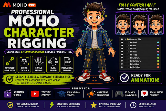 rig character in moho for cutout animation
