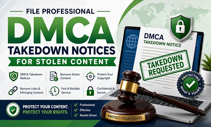 file professional dmca takedown notices for stolen content
