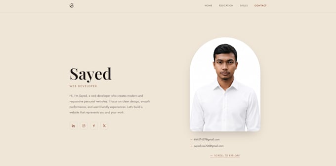 design a professional personal portfolio website