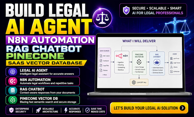 build legal ai agent n8n automation, rag chatbot pinecone, saas vector database