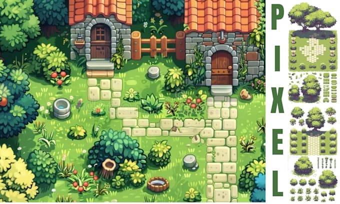 create pixel tilesets, tilemap spritesheet 2d environment indiegame assets