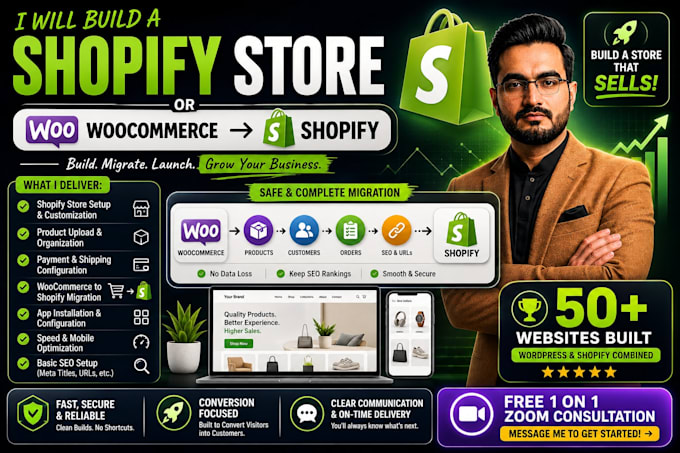 build shopify store, design or redesign shopify website