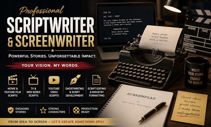do screenwriting, movie script writing, short film script and script editing