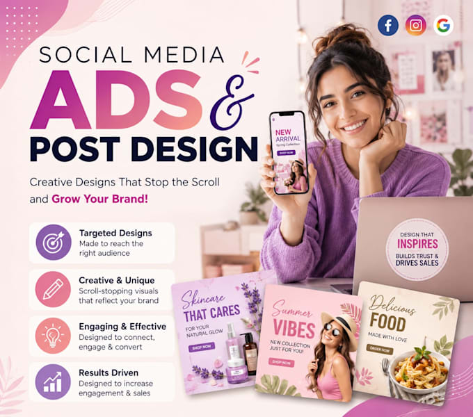 design modern facebook ad creatives, shopify banners, twitter banners, headers