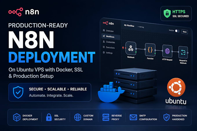 deploy n8n on ubuntu vps with docker SSL and production setup