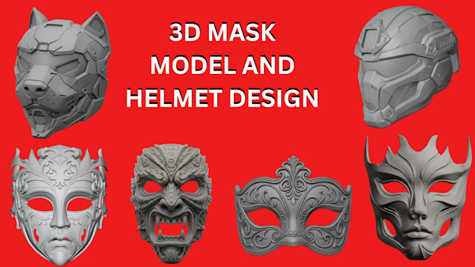 create 3d mask model, cosplay helmet, stl, obj, 3mf for 3d printing